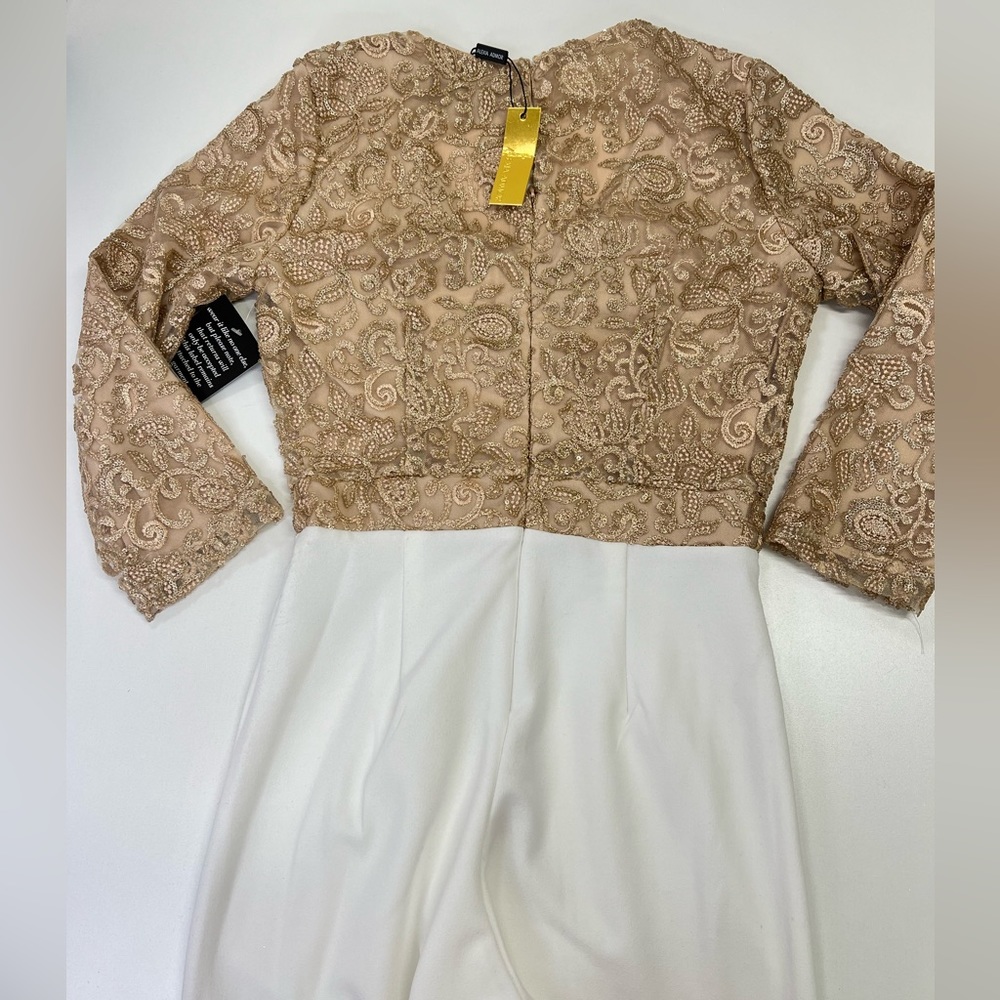 Alexia Admor Amber Jumpsuit White and Gold New With Tags Size 10 Evening Formal - Picture 6 of 8